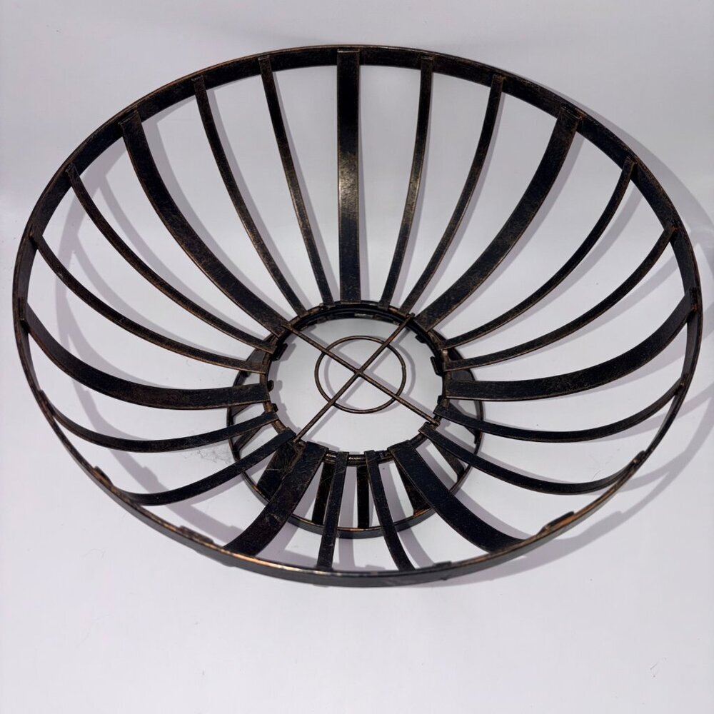 Vintage Black Metal Wire Pedestal Bowl Basket | Industrial Farmhouse Decor - Picture 4 of 9